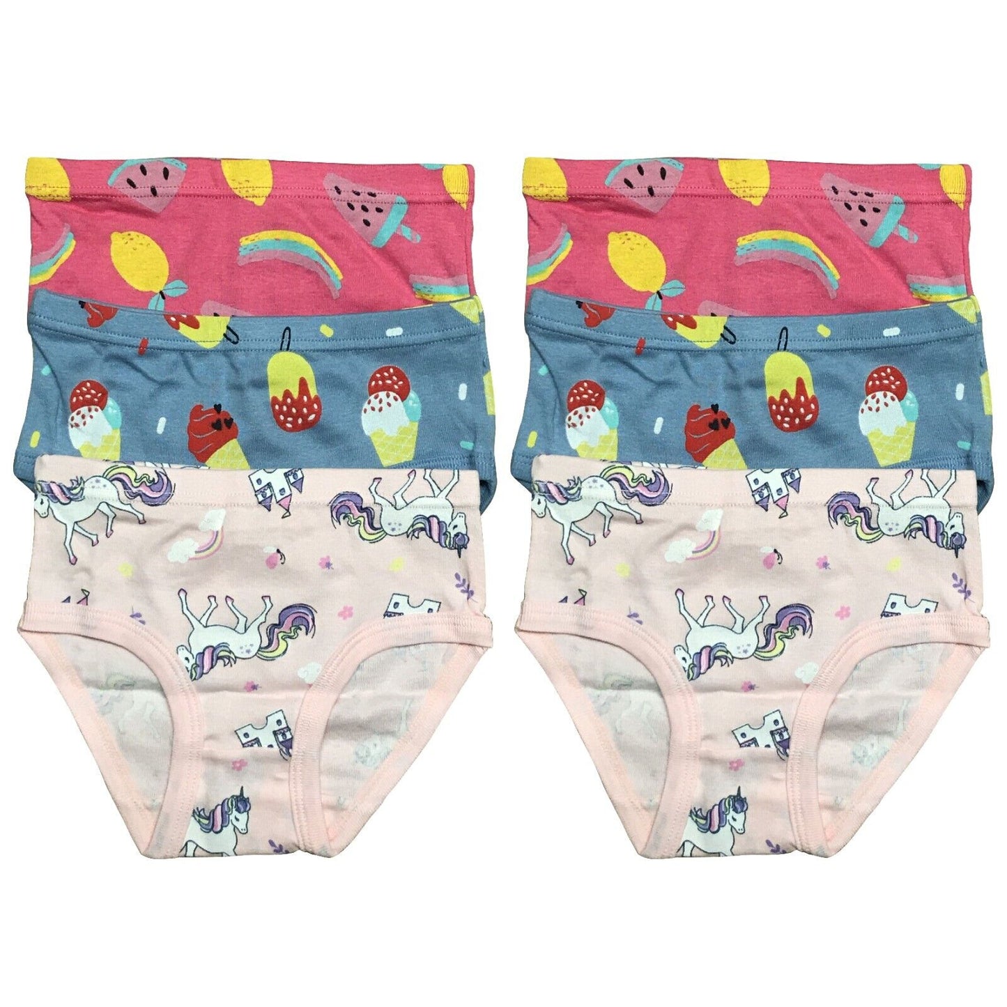 6 PK Toddler Little Girls Cotton Underwear Briefs Kids Panties Mermaid Pattern