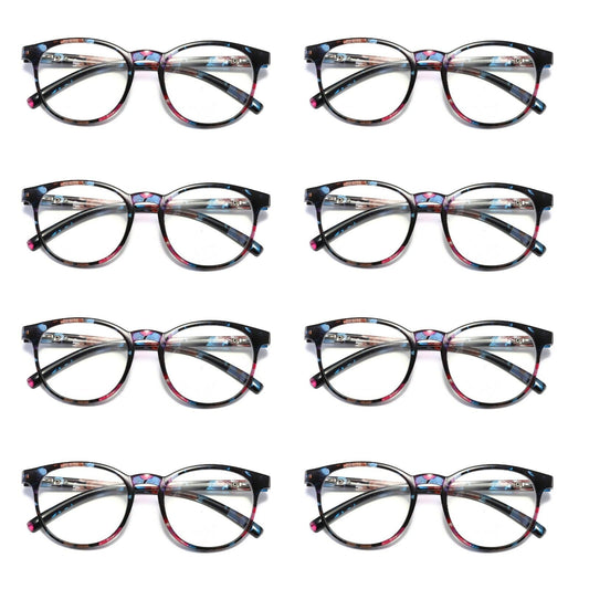 8 Pair Ladies Womens Round Big Frame Blue Light Blocking Reading Glasses Readers