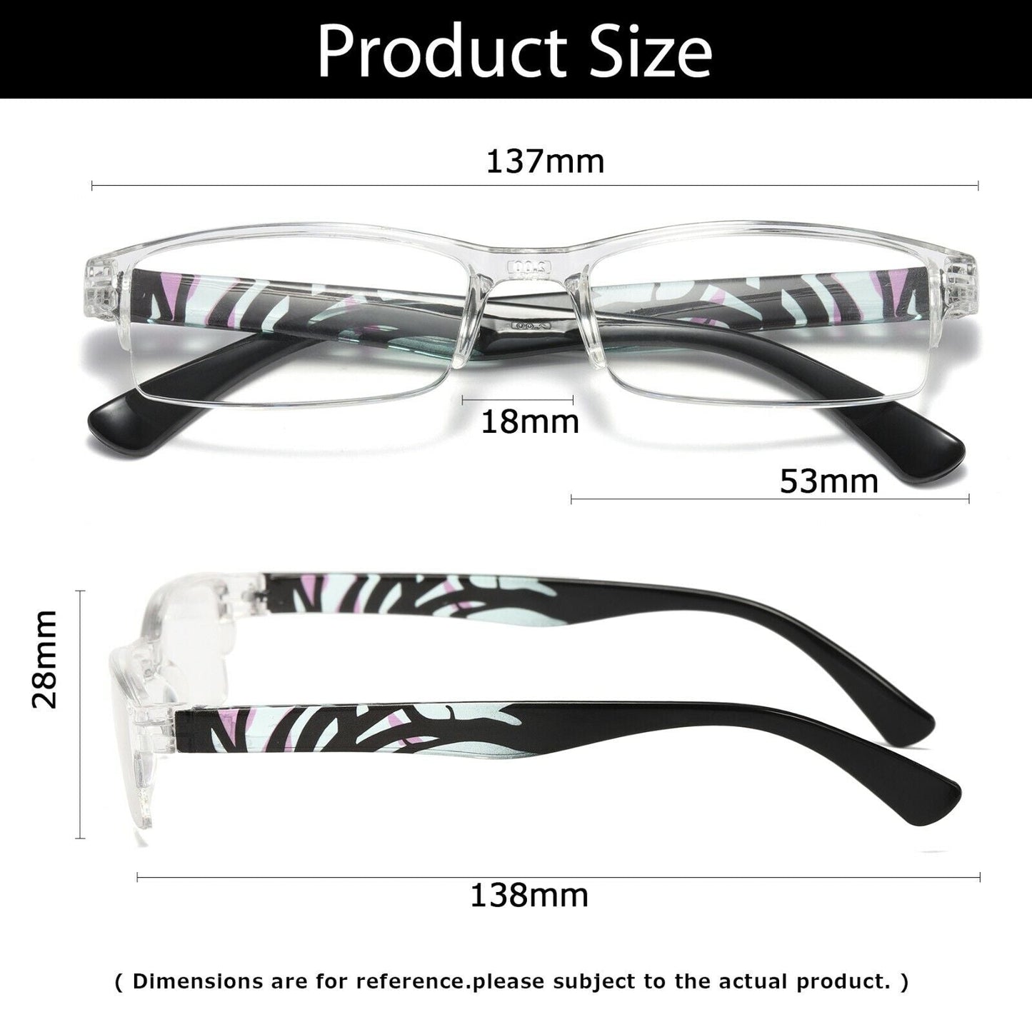 4 PK Men Women Rectangle Half Frame Blue Light Blocking Reading Glasses Readers