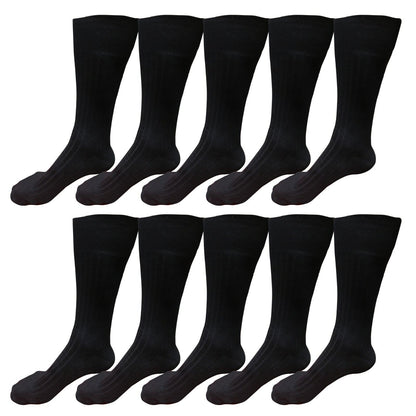 Lot 10 Mens Comfort Cotton Casual Classic Crew Dress Socks Mid Calf 9-13