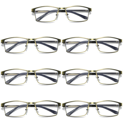 7 PK Mens Spring Hinge Metal Frame Blue Light Blocking Reading Glasses Readers