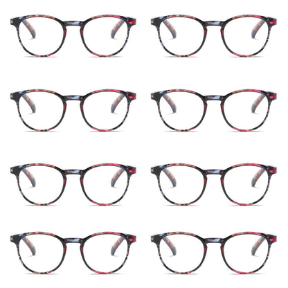 8PK Ladies Womens Round Blue Light Blocking Reading Glasses Spring Hinge Readers