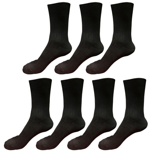 7 pairs 98% Cotton Mens Comfortable Casual Crew Dress Socks Mid Calf Size 9-11