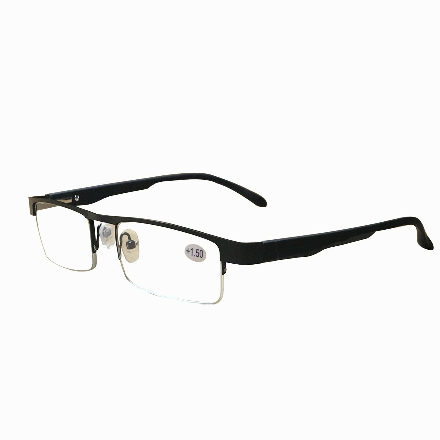 7 Pair Mens Metal Half Frame Rectangle Reading Glasses Spring Hinge Slim Readers