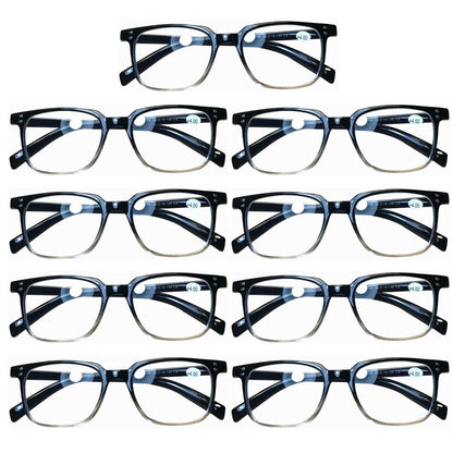 9 Pairs Mens Womens Unisex Square Blue Light Blocking Reading Glasses Readers