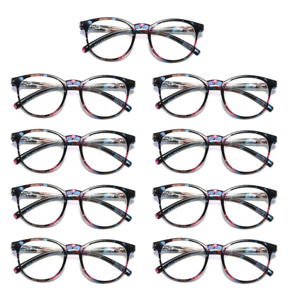 9 Pair Ladies Womens Round Big Frame Blue Light Blocking Reading Glasses Readers