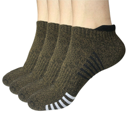 4 Pair Mens Low Cut Ankle Breathable Cotton Cushion Athletic Running Sport Socks