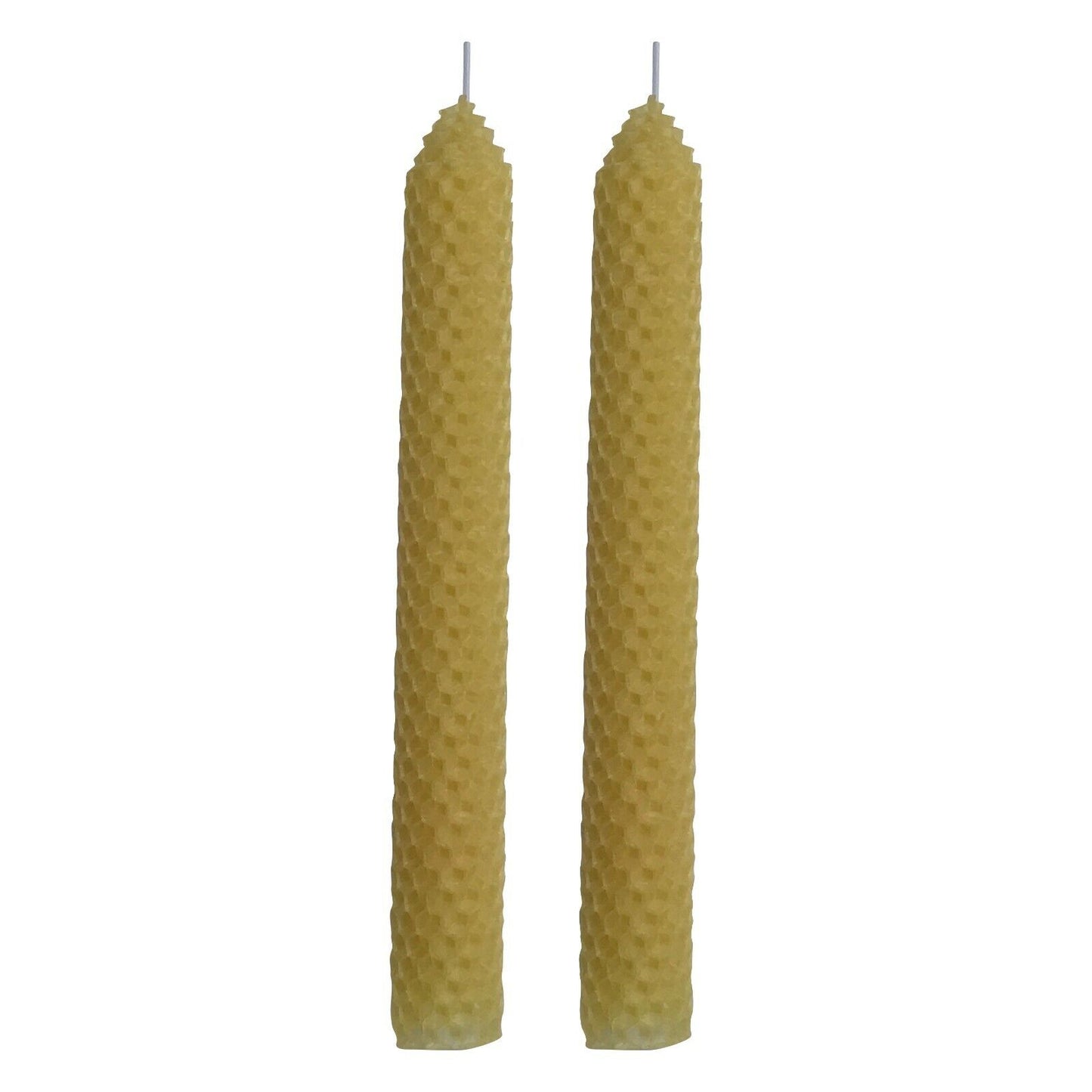 2 Set 1" x 8" Pure Natural Handmade Beeswax Honeycomb Hand Rolled Taper Candles