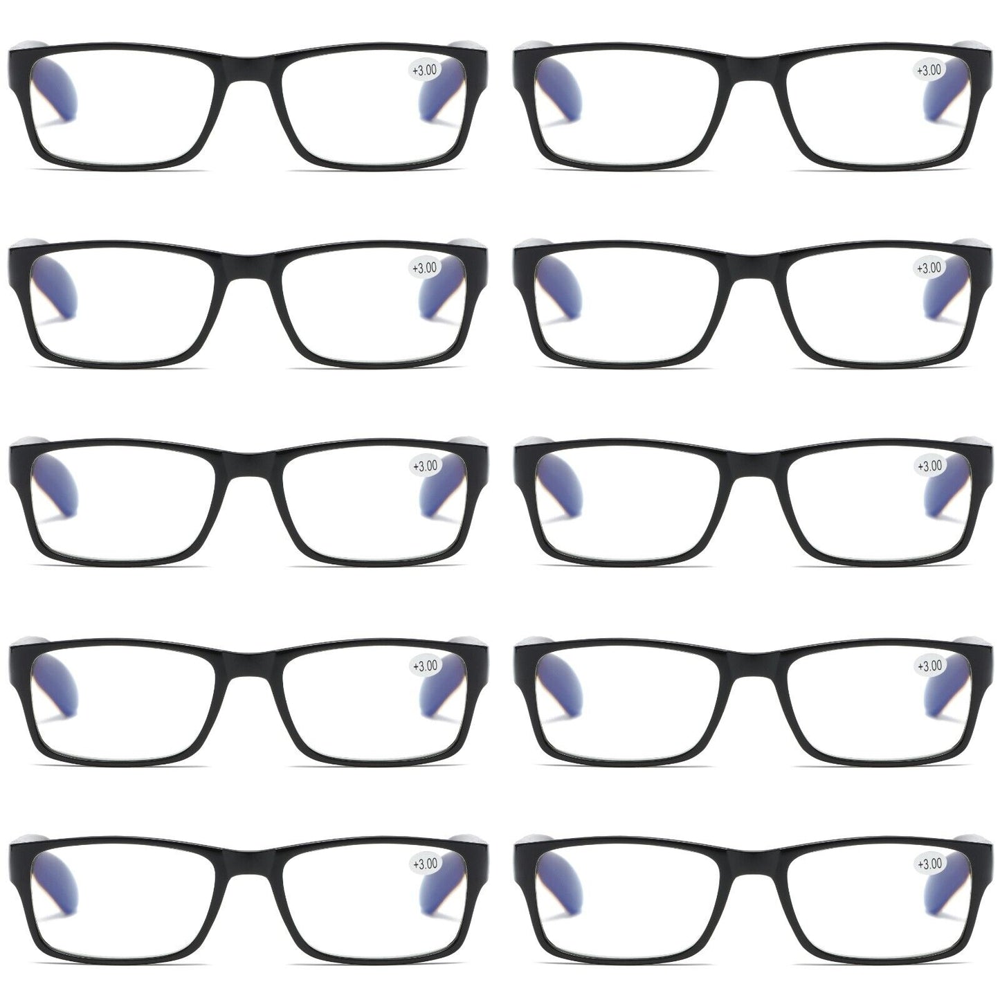 10 PK Unisex Anti Blue Light Reading Glasses Spring Hinge Readers for Men Women