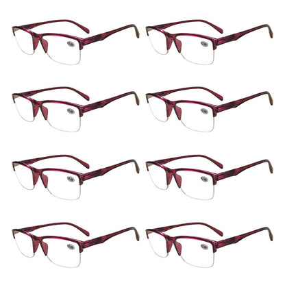 8 Pairs Womens Ladies Half Frame Classic Reading Glasses Spring Hinge Readers