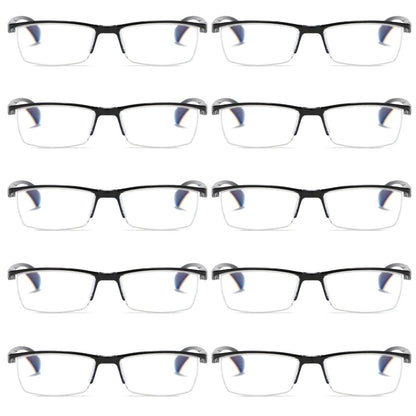 11 PK Mens Half Frame Spring Hinge Reading Glasses Blue Light Blocking Readers