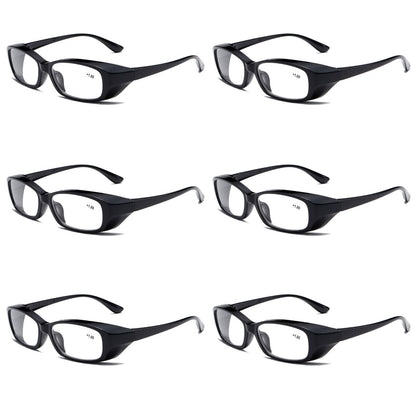 6 PK Clear Lens Mens Black Frame Reading Glasses Heavy Duty Readers for Work