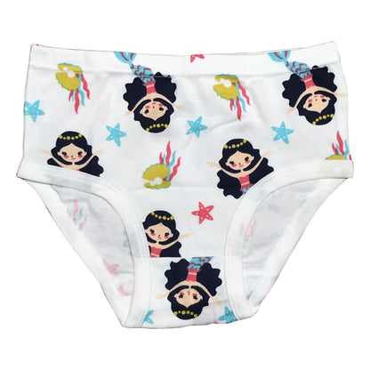 6 PK Toddler Little Girls Cotton Underwear Briefs Kids Panties Mermaid Pattern