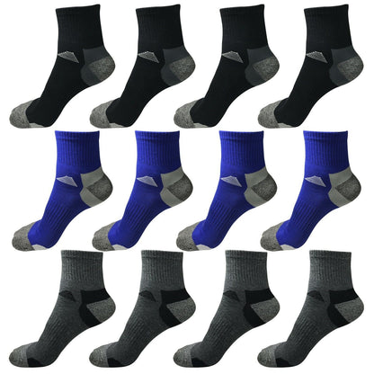 12 Pairs Mens Mid Cut Ankle Quarter Athletic Casual Sport Cotton Socks Size 6-12