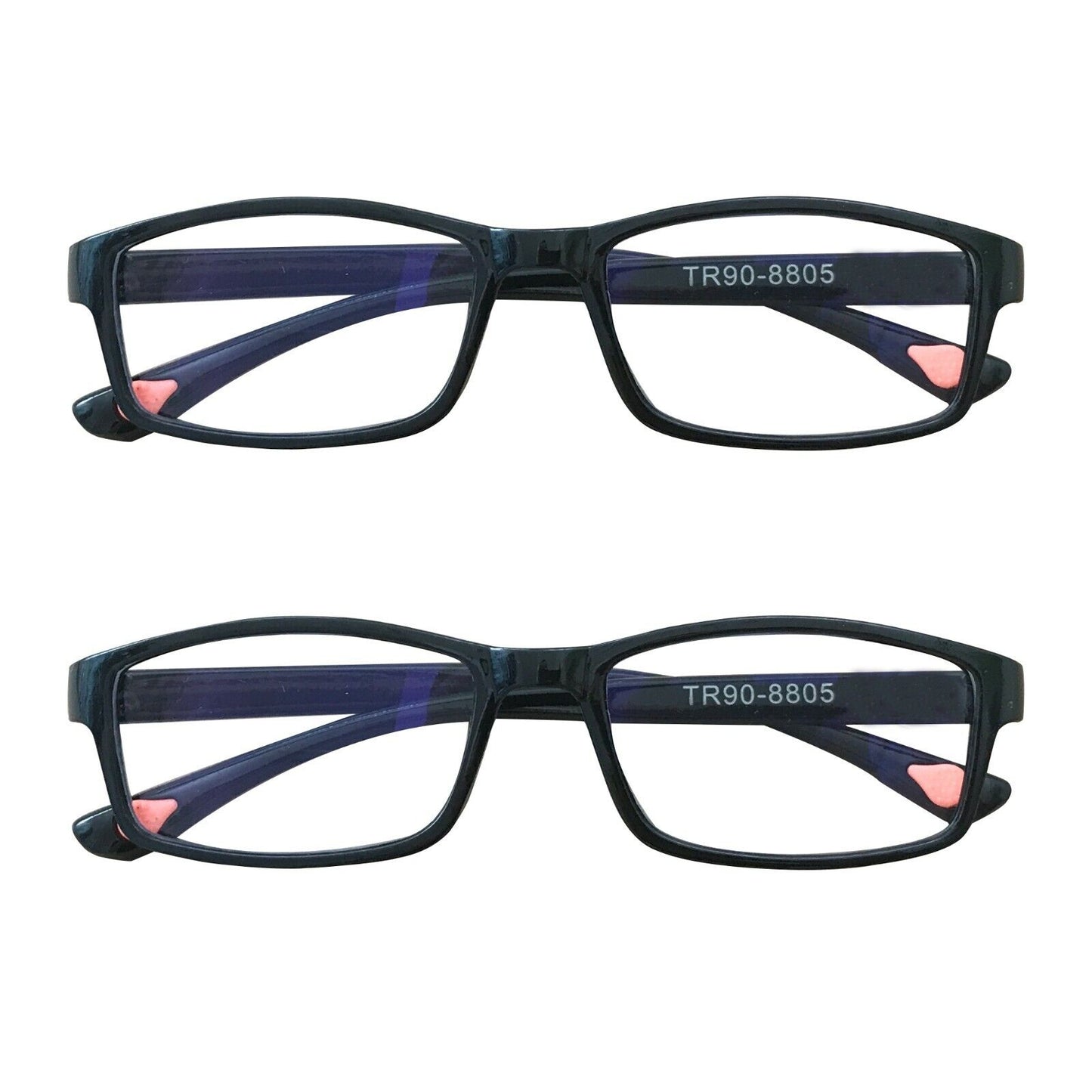 2 Packs Unisex Rectangular Frame Reading Glasses Classic Readers for Men Women