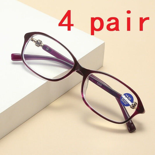 4 Pairs Oval Frame Reading Glasses Lightweight Classic Readers for Women Ladies