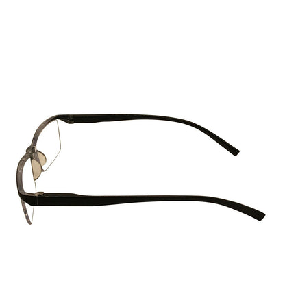 2 Packs Mens Rectangle Half Frame Reading Glasses Black Spring Hinge Readers