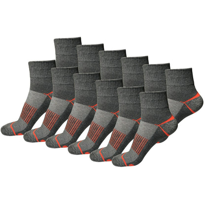 12 Pair Mens Mid Cut Ankle Quarter Athletic Casual Sport Cotton Socks Size 6-12