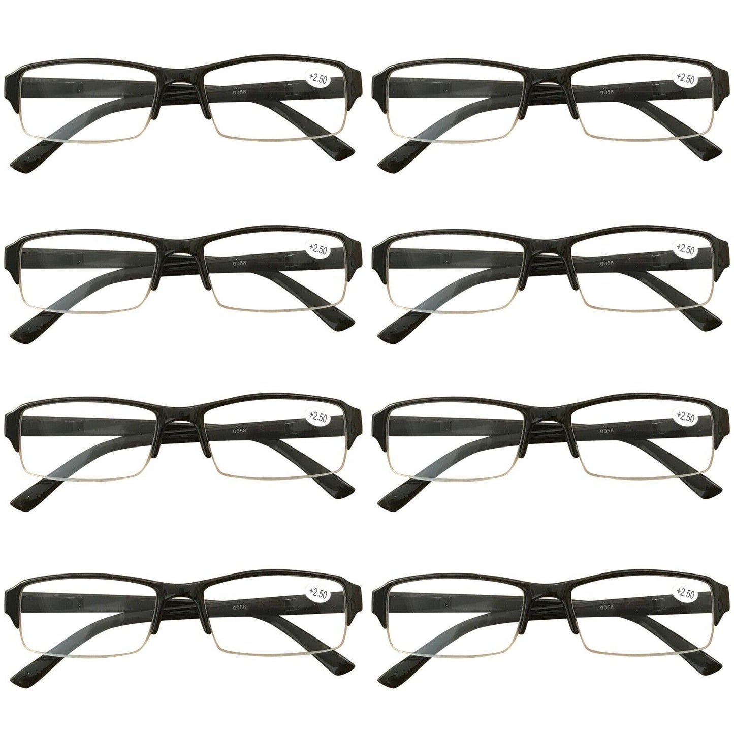 8 Packs Mens Womens Rectangle Frame Reading Glasses Blue Light Blocking Readers