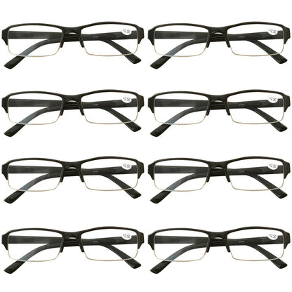 8 Packs Mens Womens Rectangle Frame Reading Glasses Blue Light Blocking Readers