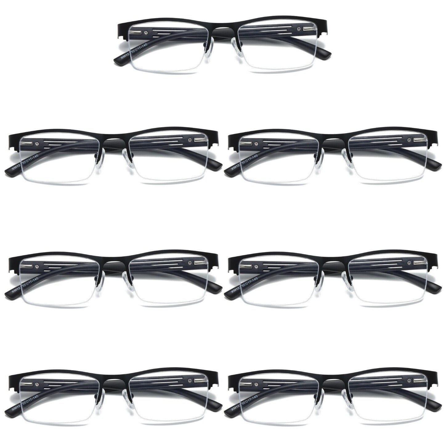 7 PK Mens Spring Hinge Blue Light Blocking Reading Glasses Half Frame Readers