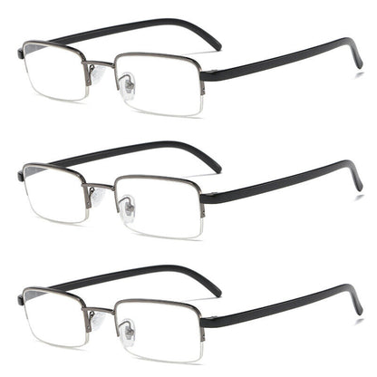 3 PK Mens Half Frame Reading Glasses Black Readers 1.00 1.50 2.00 2.50 3.00 4.00