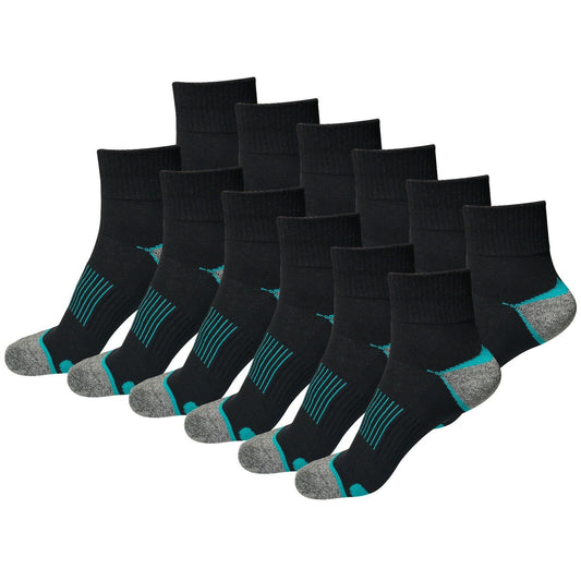 12 Pair Mens Mid Cut Ankle Quarter Athletic Casual Sport Cotton Socks Size 6-12