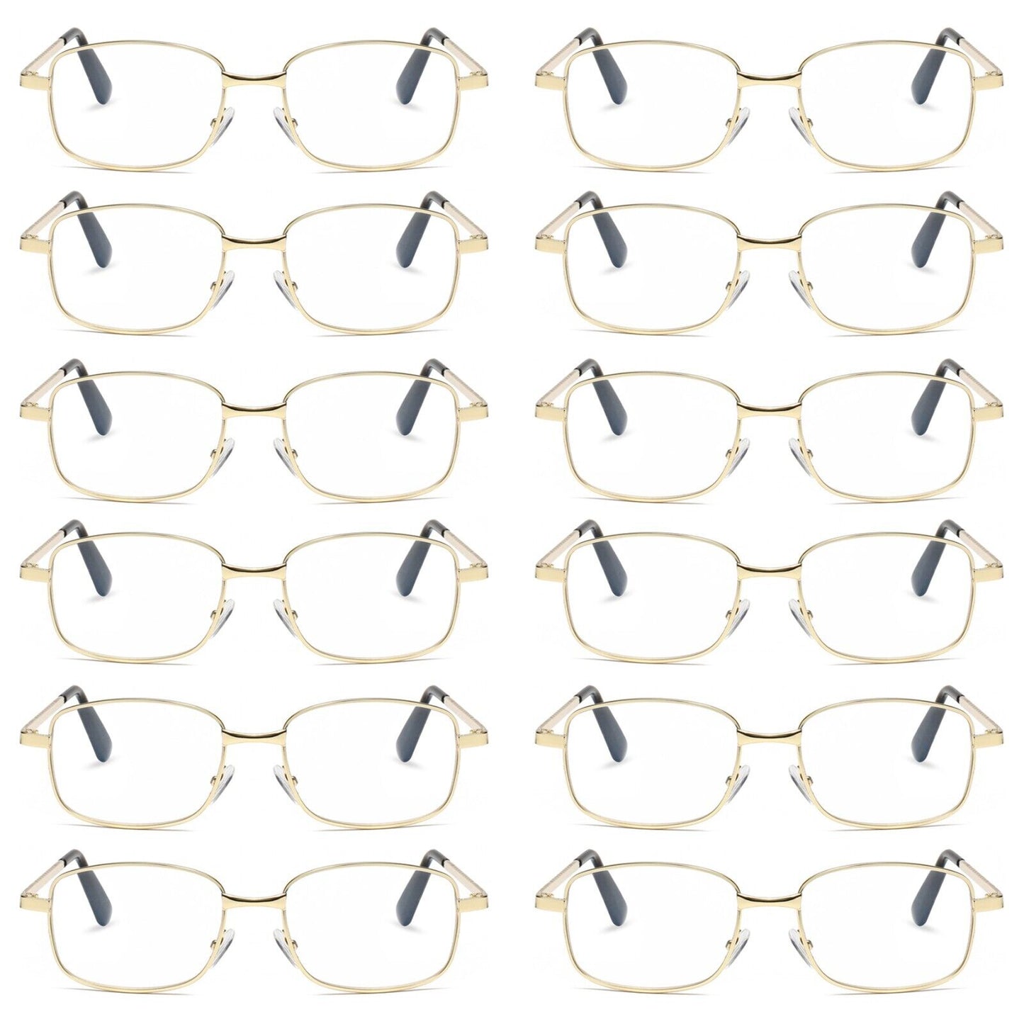 12 PK Mens Womens Metal Frame Clear Lens Reading Glasses Fashion Classic Readers