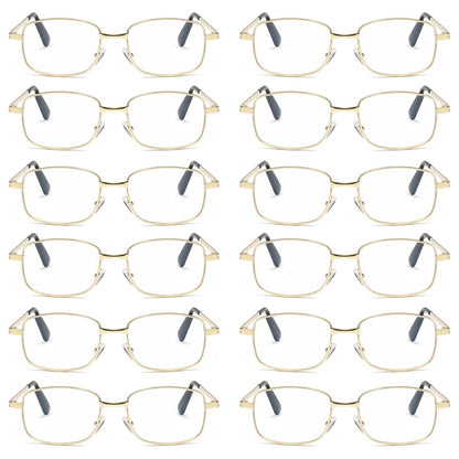 12 PK Mens Womens Metal Frame Clear Lens Reading Glasses Fashion Classic Readers