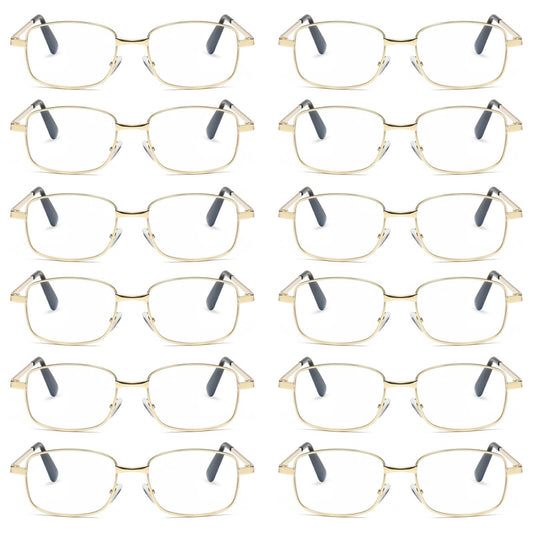 12 PK Mens Womens Metal Frame Clear Lens Reading Glasses Fashion Classic Readers