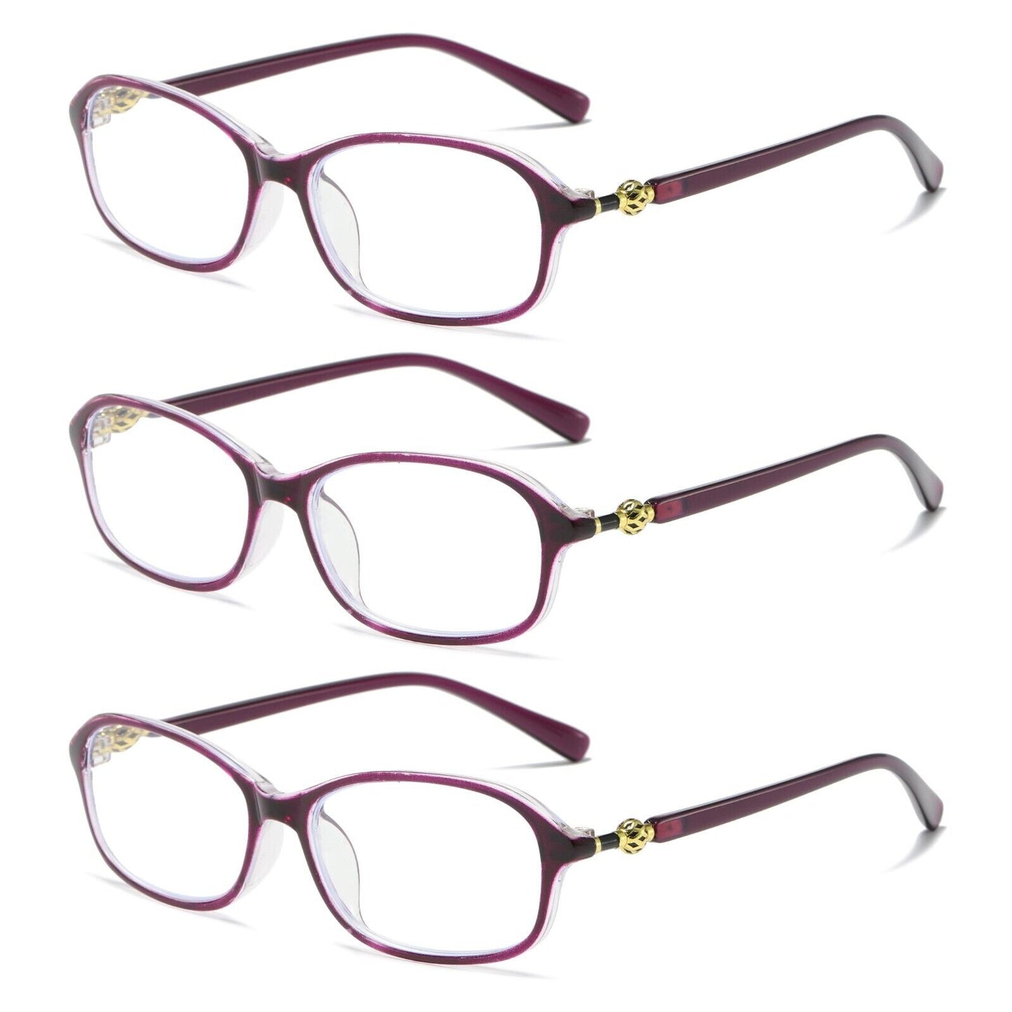 3 PK Womens Blue Light Blocking Reading Glasses Readers for Computer Paper Work