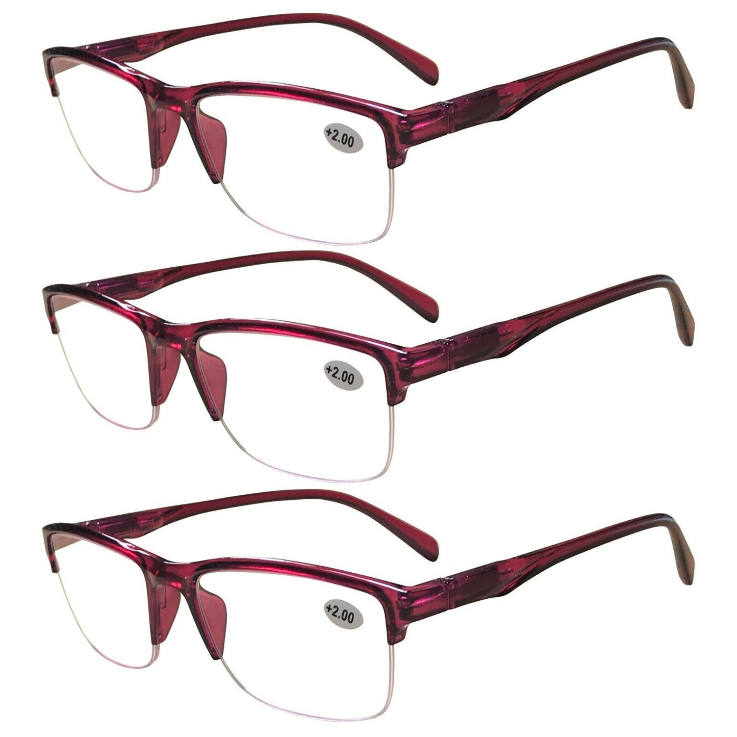 3 Pairs Womens Ladies Half Frame Classic Reading Glasses Spring Hinge Readers