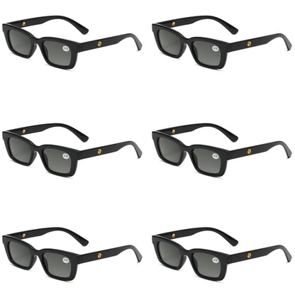 6PK Mens Womens Square Magnified Full Tinted Lens Sun Readers Reading Sunglasses