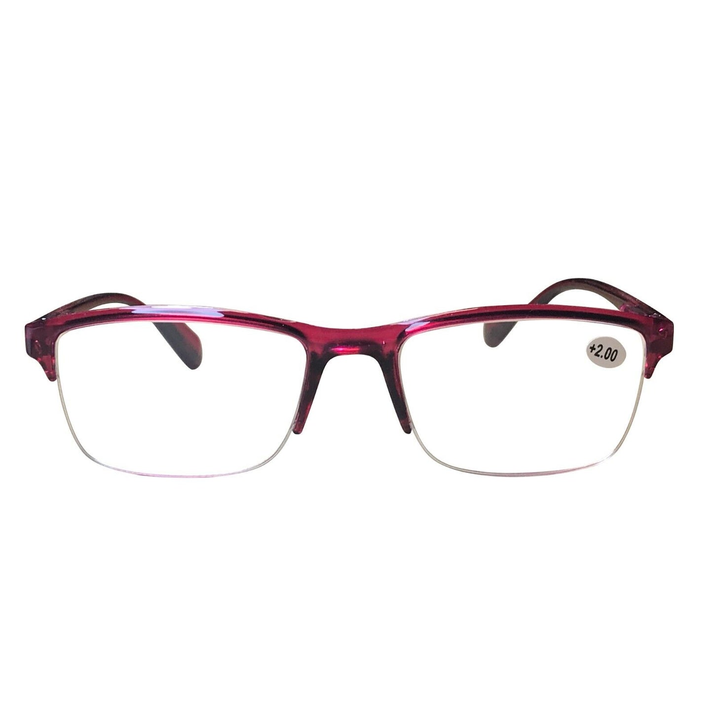 2 Pair Womens Half Frame Square Classic Reading Glasses Red Spring Hinge Readers