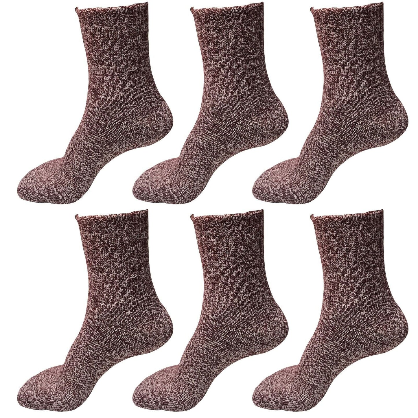 6 Pairs Womens Soft Winter Wool Thick Knit Thermal Warm Crew Cozy Boot Socks