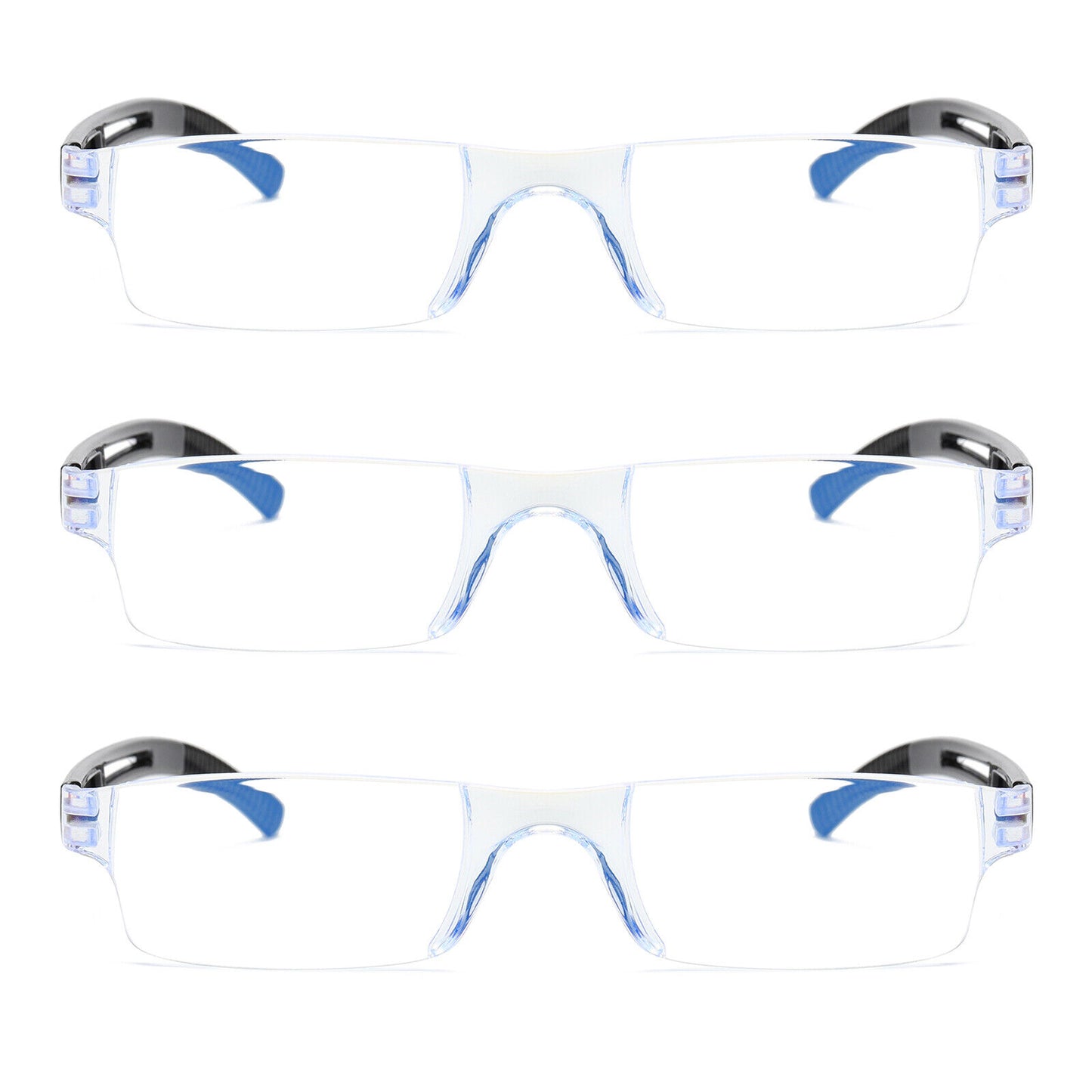 3PK Rimless Unisex Anti Blue Light Reading Glasses Blue Tinted Reader Men Women