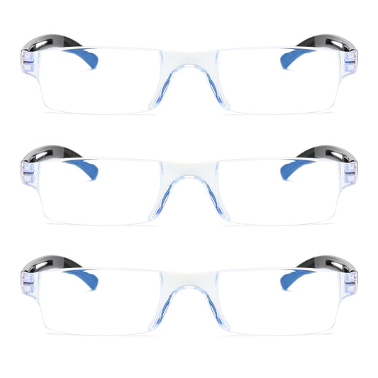 3PK Rimless Unisex Anti Blue Light Reading Glasses Blue Tinted Reader Men Women