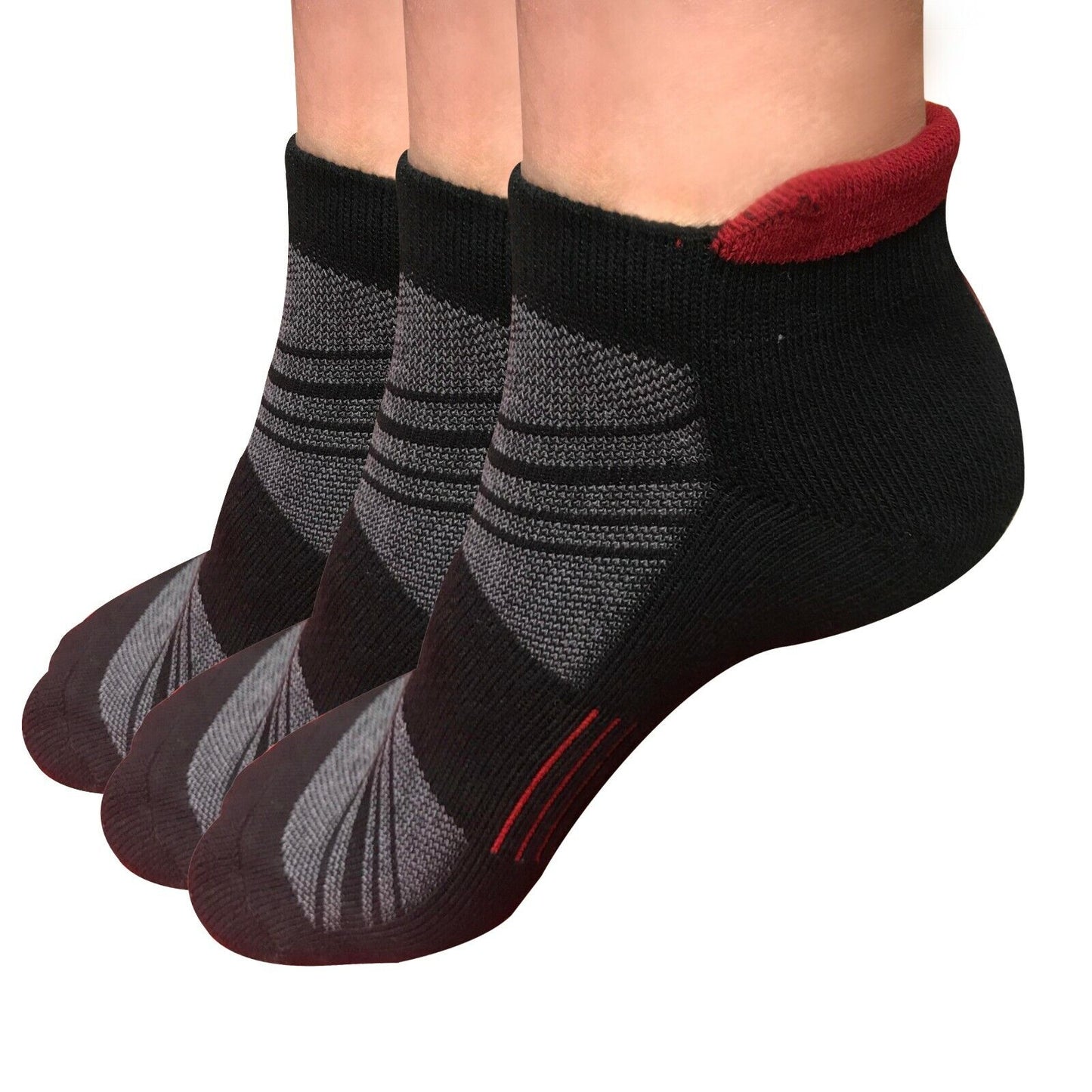 Lot 1-12 Mens Low Cut Ankle Cotton Athletic Cushion Sport Running Socks Black