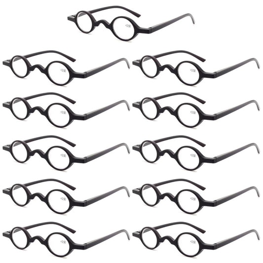 11PK Men Women Small Round Frame Blue Light Reading Glasses Spring Hinge Readers