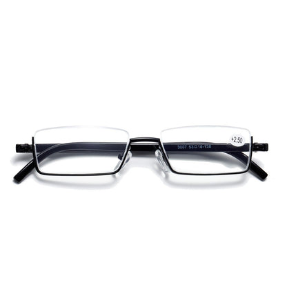 1PK Men Half Metal Frame Reading Glasses Blue Light Readers for Small Head Face