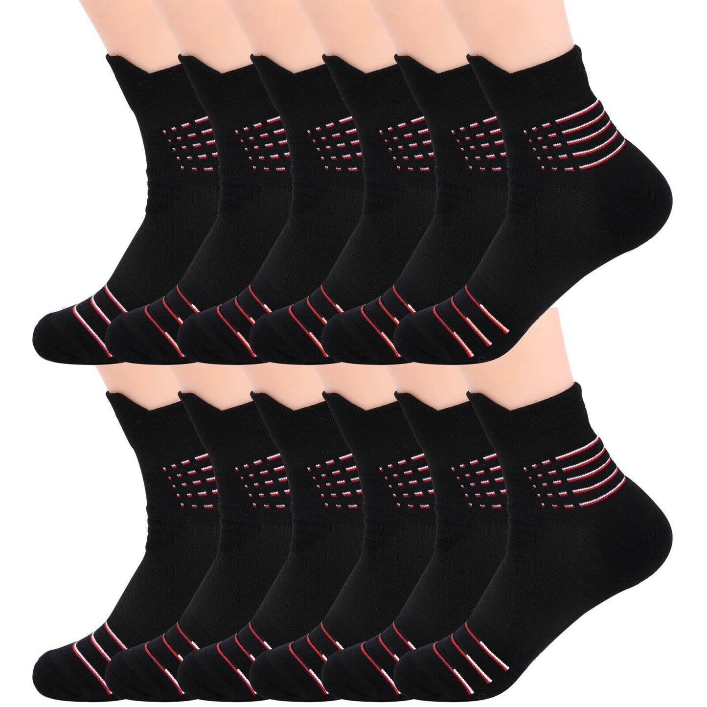 12Pair Mens Quarter Cotton Athletic Casual Sport Ankle Crew Socks Size 9-11 6-12