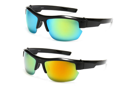 2PK Men Sport Sunglasses Polarized Wrap Around HD Mirror for Cycling Driving