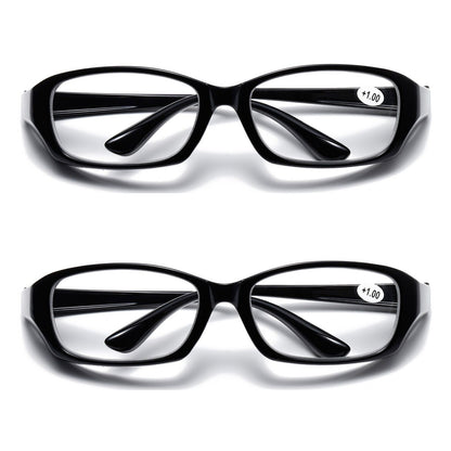 2 PK Full Lens Men Womens Black Reading Glasses Clear Readers with Side Shields