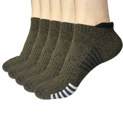 5 Pair Mens Low Cut Ankle Breathable Cotton Cushion Athletic Running Sport Socks