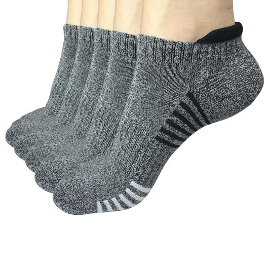 5 Pair Mens Low Cut Ankle Breathable Cotton Cushion Athletic Running Sport Socks