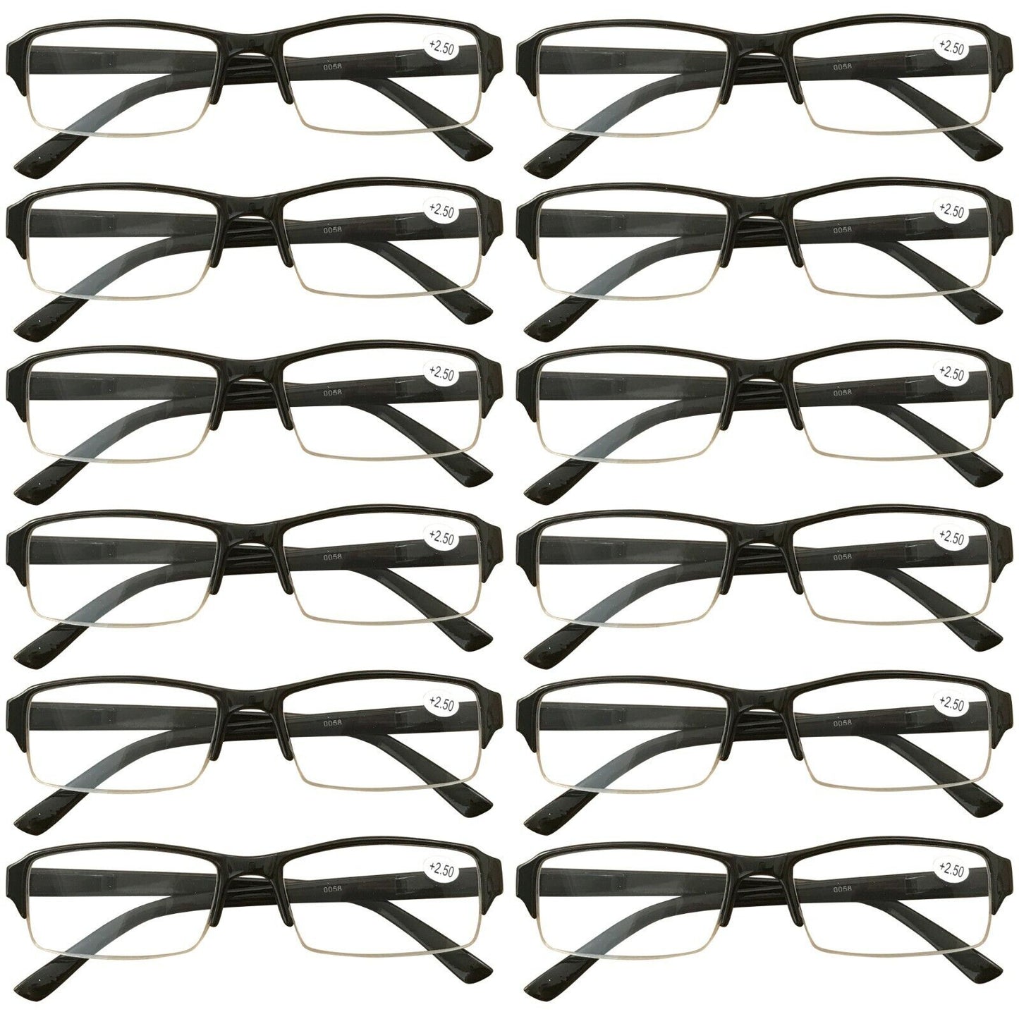 12 Packs Mens Womens Rectangle Frame Reading Glasses Blue Light Blocking Readers