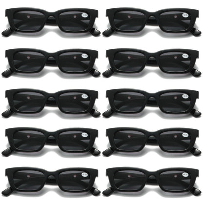 10 PK Black Unisex Full Lens Tinted Sun Readers Reading Sunglasses UV400 Protect