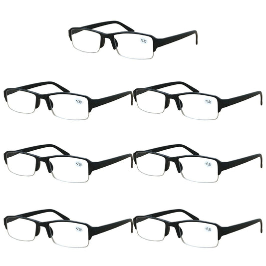 7 Packs Mens Unisex Rectangular Half Frame Reading Glasses Spring Hinge Readers