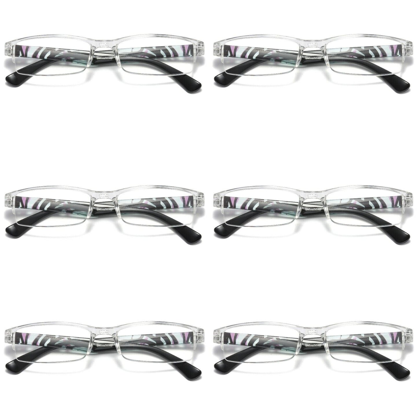 6 PK Men Women Rectangle Half Frame Blue Light Blocking Reading Glasses Readers