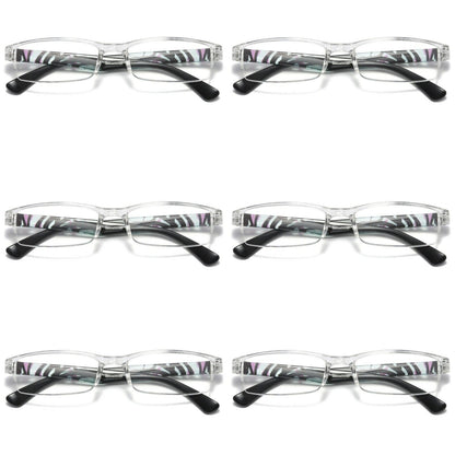 6 PK Men Women Rectangle Half Frame Blue Light Blocking Reading Glasses Readers